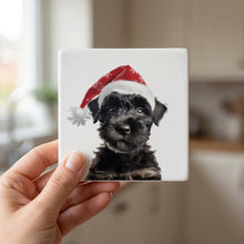 Kerry Blue Terrier Puppy ceramic coasters set of 4, in hand