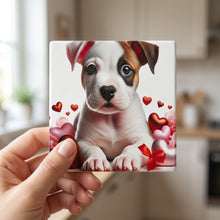 American Staffordshire Terrier ceramic coasters set of 4, in hand