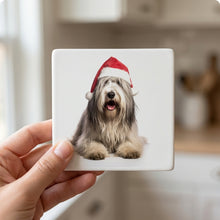 Bergamasco Sheepdog ceramic coasters set of 4, in hand