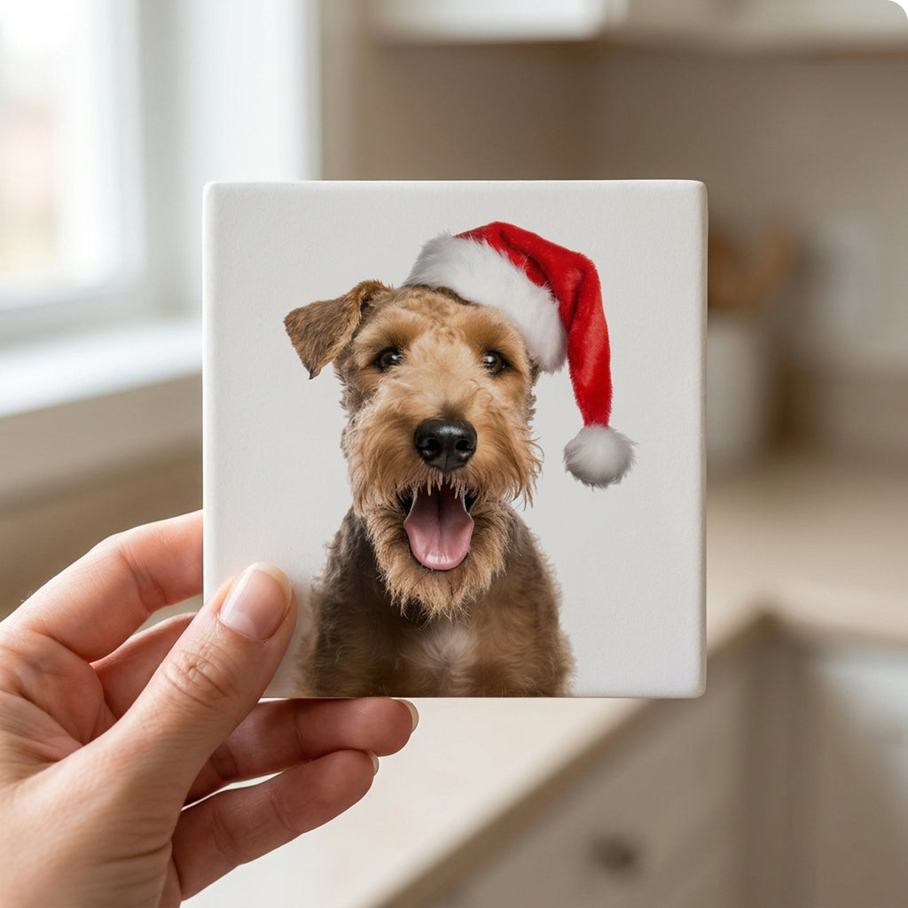 Lakeland Terrier ceramic coasters set of 4, in hand