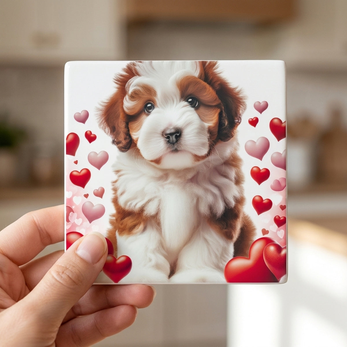 Havanese ceramic coasters set of 4, in hand