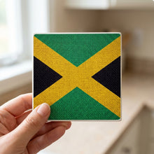 Jamaica Flag Pride ceramic coasters set of 4, in hand