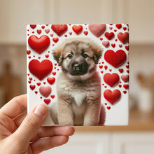 Leonberger ceramic coasters set of 4, in hand