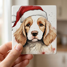 Clumber Spaniel Puppy Drawing ceramic coasters set of 4, in hand