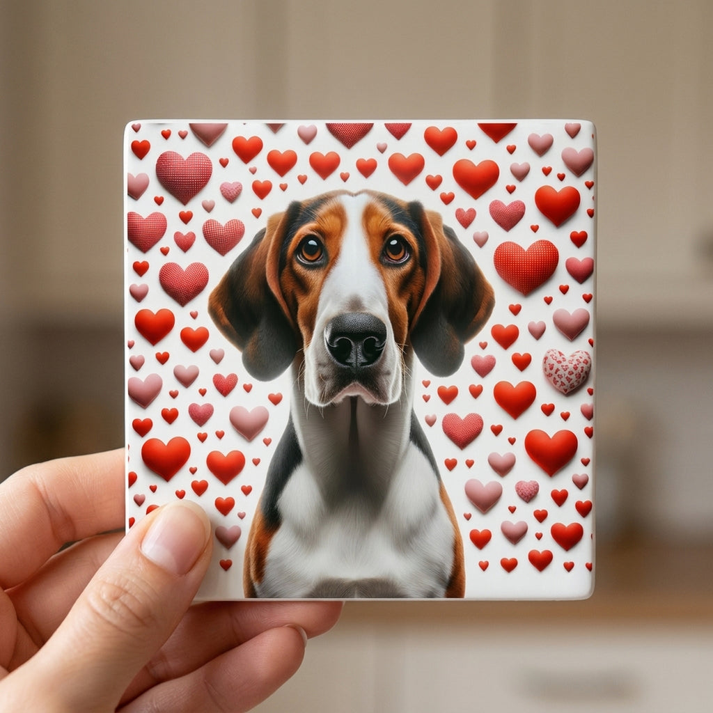 Beagle ceramic coasters set of 4, in hand