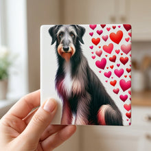 Scottish Deerhound ceramic coasters set of 4, in hand