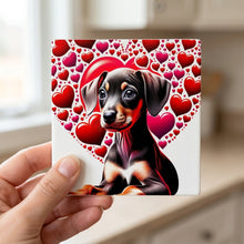Doberman Pinscher ceramic coasters set of 4, in hand