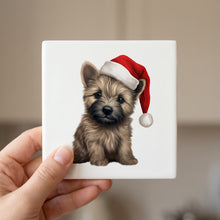 Cairn Terrier Puppy Drawing ceramic coasters set of 4, in hand