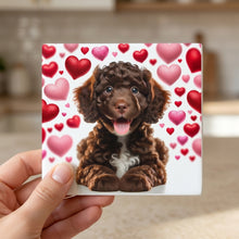 Portuguese Water Dog ceramic coasters set of 4, in hand