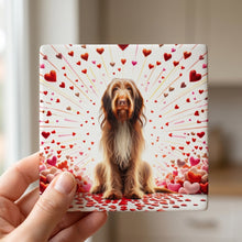 Spinone Italiano ceramic coasters set of 4, in hand