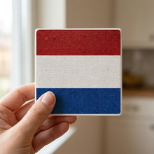 Netherlands Flag Pride ceramic coasters set of 4, in hand