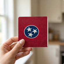 Tennessee State Flag ceramic coasters set of 4, in hand