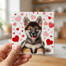 Shiba Inu ceramic coasters set of 4, in hand