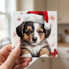 Pulik Puppy Drawing ceramic coasters set of 4, in hand