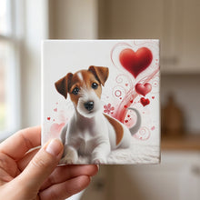 Jack Russell Terrier ceramic coasters set of 4, in hand