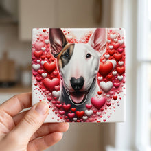 Bull Terrier ceramic coasters set of 4, in hand
