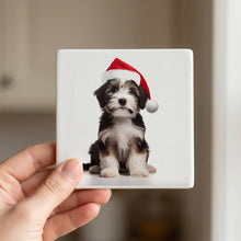 Tibetan Terrier Puppy ceramic coasters set of 4, in hand