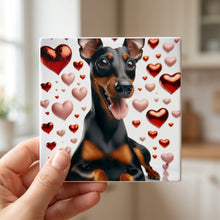 Miniature Pinscher ceramic coasters set of 4, in hand