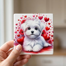 Maltese ceramic coasters set of 4, in hand
