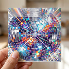 Disco Ball ceramic coasters set of 4, in hand
