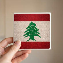 Lebanon Flag Pride ceramic coasters set of 4, in hand