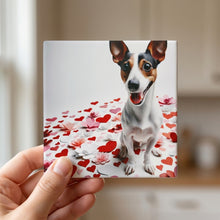 Rat Terrier ceramic coasters set of 4, in hand