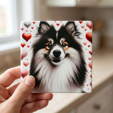 Finnish Lapphund ceramic coasters set of 4, in hand