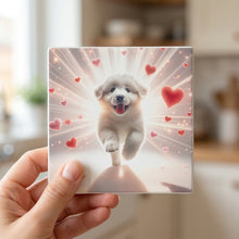 Golden Retriever ceramic coasters set of 4, in hand