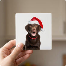 Labrador Retriever ceramic coasters set of 4, in hand