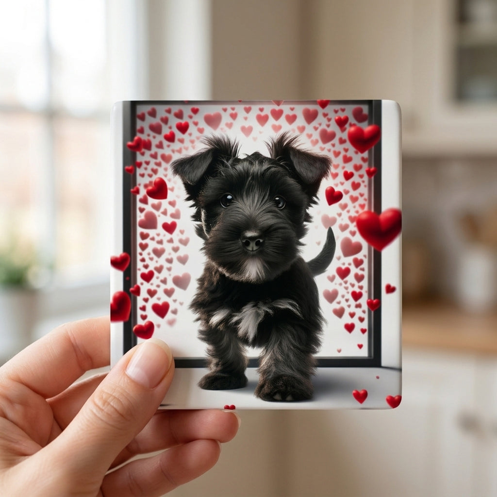 Scottish Terrier ceramic coasters set of 4, in hand