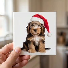 Otterhound Puppy ceramic coasters set of 4, in hand