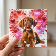 Vizsla ceramic coasters set of 4, in hand