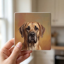 Great Dane Portrait ceramic coasters set of 4, in hand