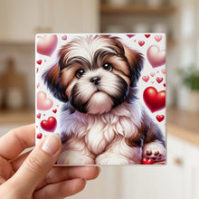 Shih Tzu ceramic coasters set of 4, in hand