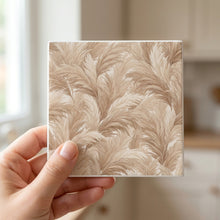 Boho Pampas ceramic coasters set of 4, in hand