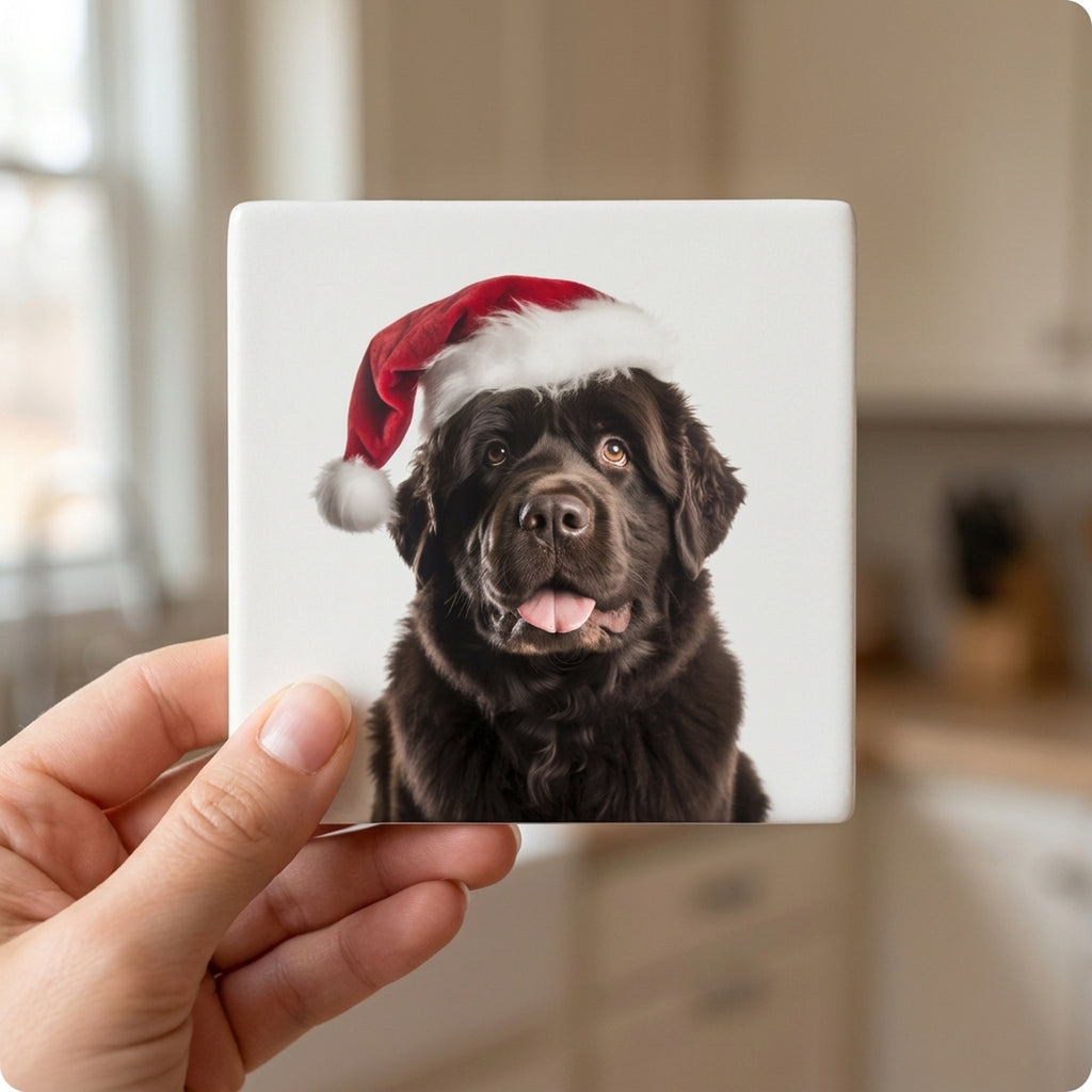 Newfoundland ceramic coasters set of 4, in hand