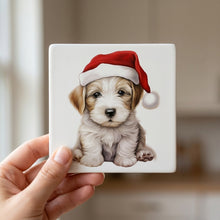 Sealyham Terrier Puppy Drawing ceramic coasters set of 4, in hand
