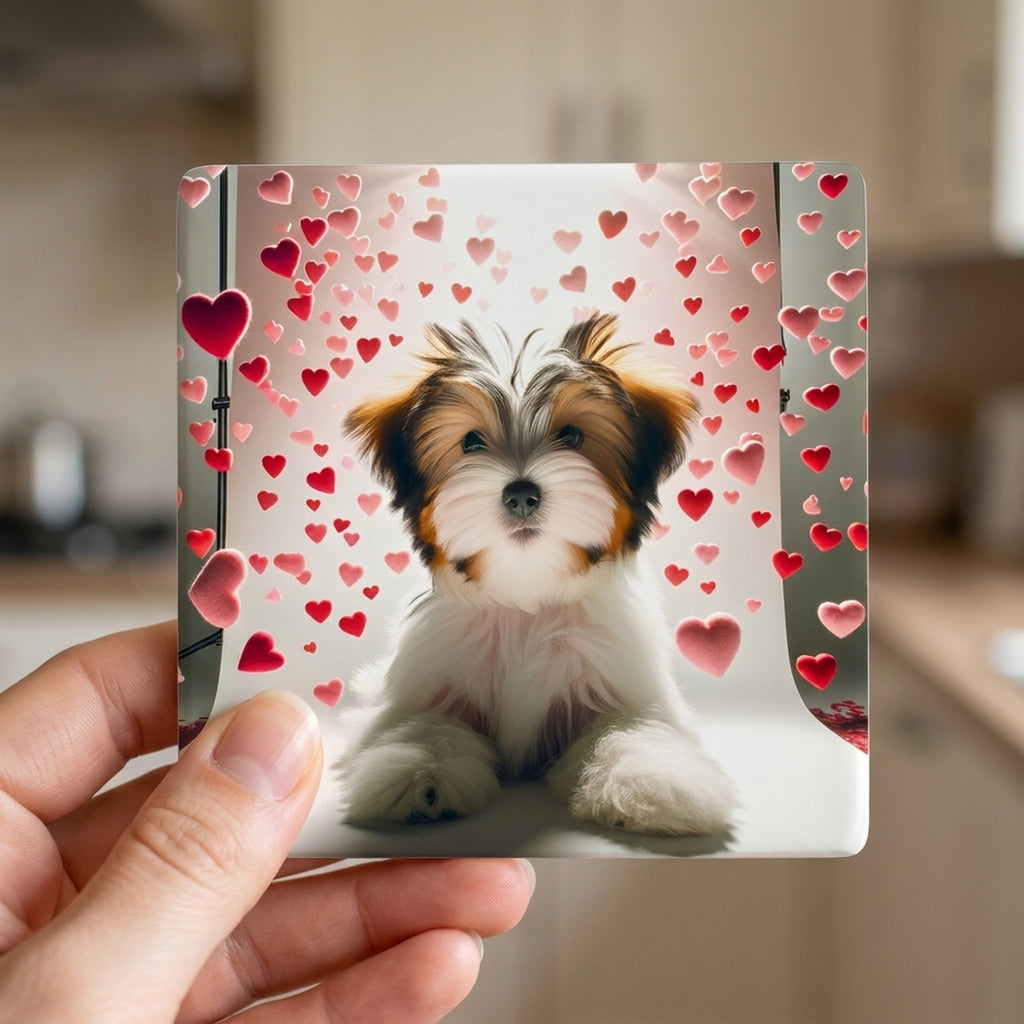 Havanese ceramic coasters set of 4, in hand
