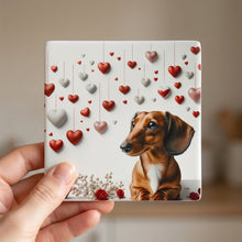 Dachshund ceramic coasters set of 4, in hand