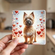 Cairn Terrier ceramic coasters set of 4, in hand