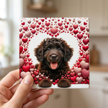 Portuguese Water Dog ceramic coasters set of 4, in hand