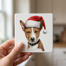 Basenji Puppy Drawing ceramic coasters set of 4, in hand