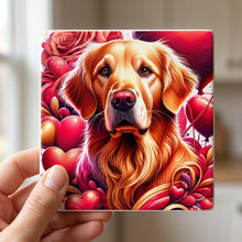 Golden Retriever ceramic coasters set of 4, in hand