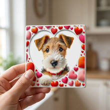 Wire Fox Terrier ceramic coasters set of 4, in hand