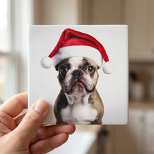 French Bulldog ceramic coasters set of 4, in hand