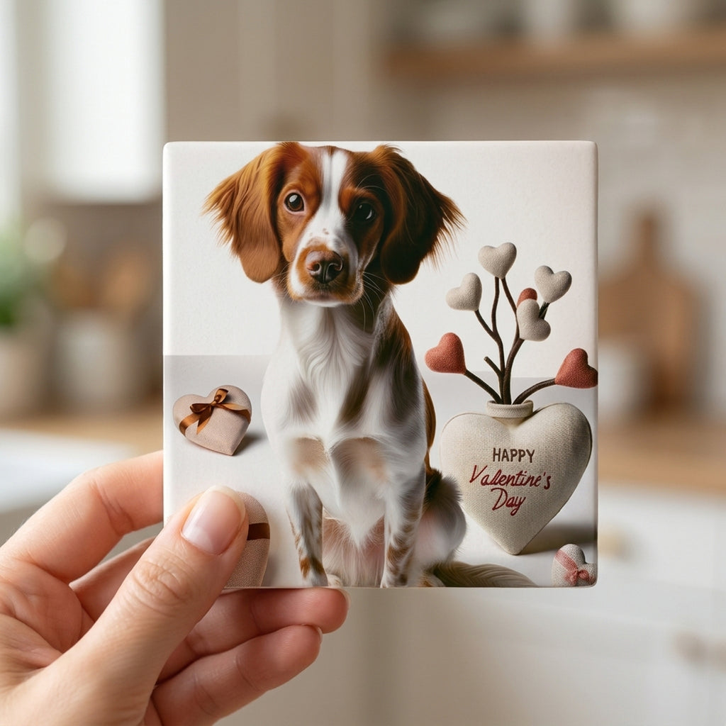 Brittany ceramic coasters set of 4, in hand