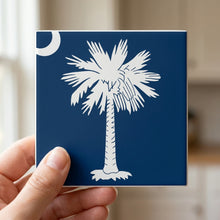 South Carolina State Flag ceramic coasters set of 4, in hand