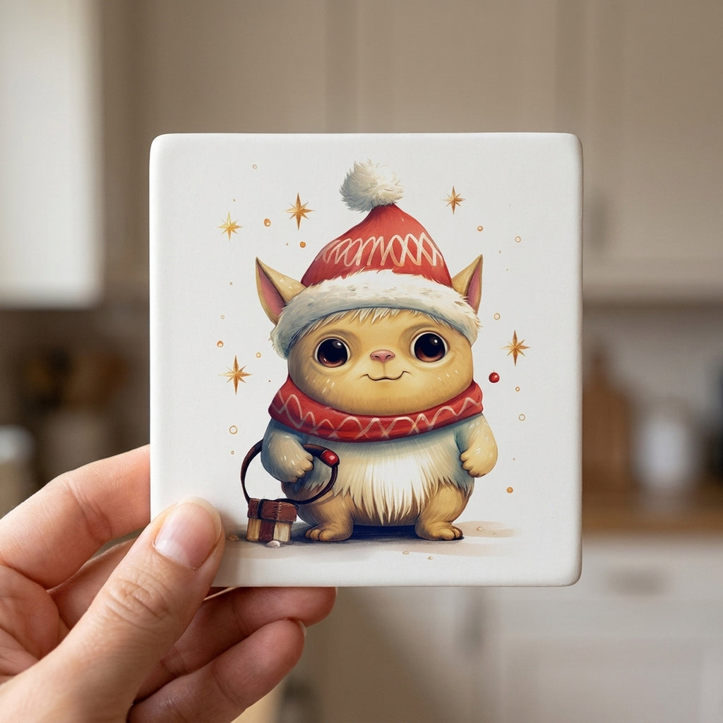 Pulik ceramic coasters set of 4, in hand