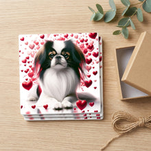 Japanese Chin ceramic coasters set of 4, gift set