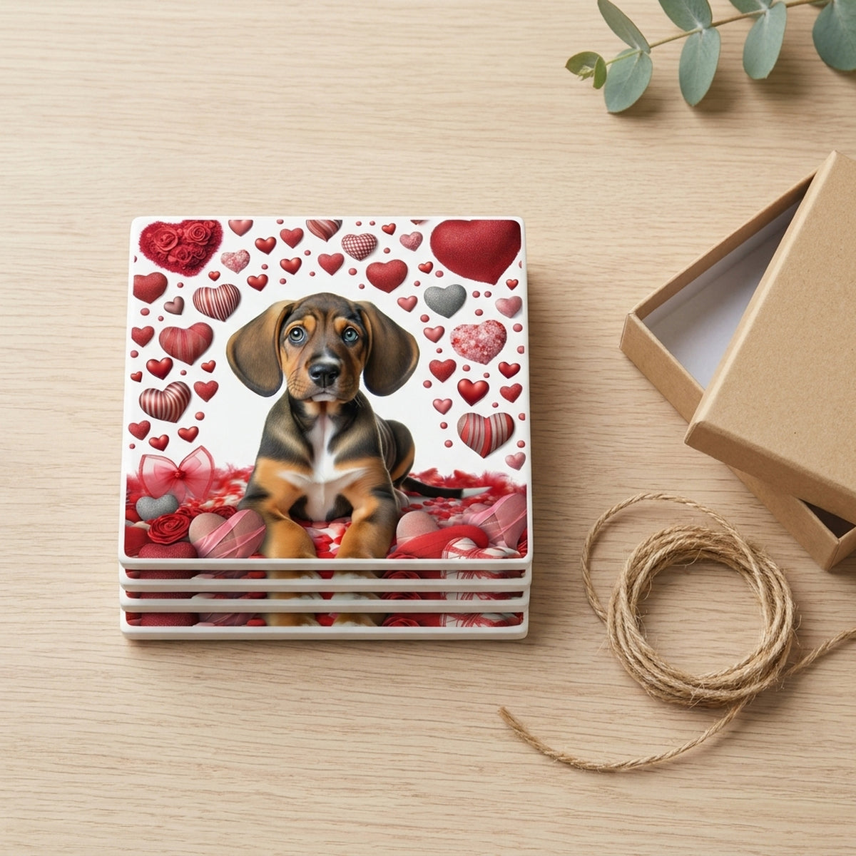 Beagle ceramic coasters set of 4, gift set